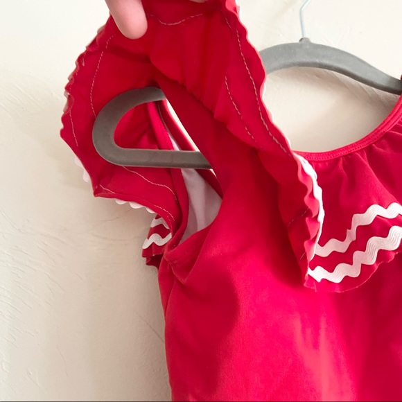 JANIE AND JACK Red Ruffle Little Girls One Piece Swim Suit 2T - Picture 3 of 4
